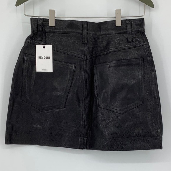 NEW! RE/DONE Size 27 70s Pocket Mini Skirt Black 100% Leather $749 msrp I17-11 - Picture 3 of 10